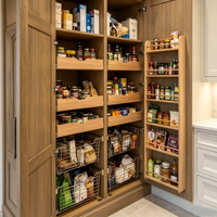 CBMmart Übergangsküche in Grau mit Shaker-Stil, Massivholz-Küchenschränken, Weinregal, Marmorinsel für amerikanische Hausrenovierungen