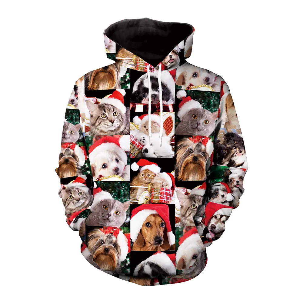 Hot selling high quality men hoodies women digital printing Christmas custom hoodies