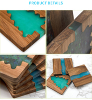 Sous-verres uniques WanuoCraft en bois de noyer de 4 pouces, faits à la main, esthétiques, en forme de rivière d'arbre, avec résine époxy, style vintage