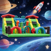Château gonflable à thème girafe de safari populaire en Europe, toboggan gonflable pour enfants, matériau PVC 0,55 mm, capacité 500 kg, souffleur facile