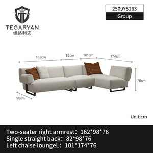 Sofá Seccional Extensible en Forma de L de Alta Gama, Estilo Italiano, Minimalismo Nórdico, Sofá Moderno de Tela para Sala de Estar - Product Image 6
