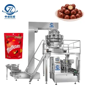 Combination Scale Weighing Wrapping Doypack Sealing Machines Peanut Butter Chocolate Malt Ball Premade Pouch Bag Packing Machine