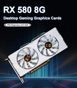 Tarjeta gráfica SJS RX580 8G Gaming Placa de video GDDR5 GPU Gamer PC Computadora AMD Radeon Barato de RX 580 8GB Blanco
