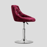 Chaise de bar JOHOOFURNITURE en velours bordeaux, tissu diamanté, ergonomique, réglable, fabriquée en Chine, Taburesi, comptoir de bar