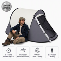 Tente instantanée pliable de 1,4 kg pour 1-2 personnes, ultralégère, résistante au vent, avec revêtement argenté en Oxford, portable, pare-soleil, pour le voyage