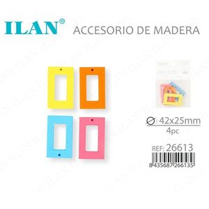 Accessorio rettangolare in legno ILAN 42x25mm 4 pezzi per lavori artigianali - Product Image 3