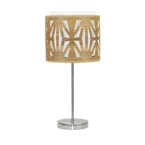 Lámpara de mesa de níquel y madera clara, 42x17x17 cm, 1 luz E14; ideal para iluminar y decorar espacios interiores. - Product Image 1