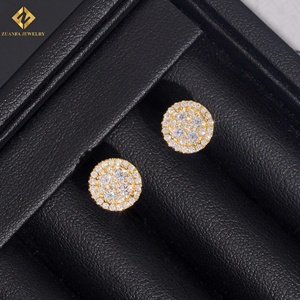Pendientes de Plata de Ley 925 con Diamantes Cultivados en Laboratorio HPHT, Estilo Hip Hop de Lujo, Chapados en Oro, para Niños, Bodas y Fiestas - Product Image 4