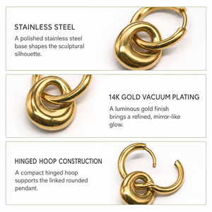 Pendientes de Aro con Diseño de Donut, Acero Inoxidable con Baño de Oro de 14K, Acabado Pulido, en Oro y Plata - Product Image 2