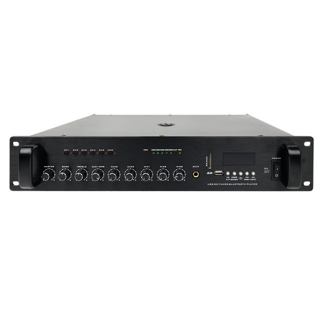 2U Digital Class D Power Amplifier 560W 6 Zones Constant Voltage Amp With Bluetooth USB FM Player for Public Address System