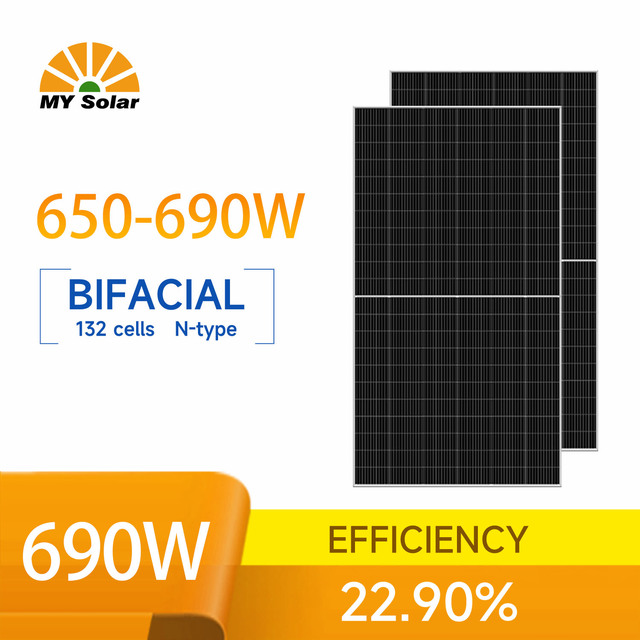 MYPVTECH High Efficiency Solar Panels 690w N-type Half Cell Pv Panels Bifacial Solar Panel