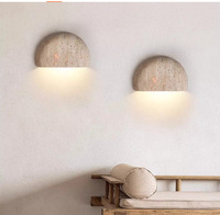 Lampu Dinding LED Modern Travertine Alami Dapat Diredupkan dengan Remote Control CRI Tinggi 90 untuk Ruang Tamu Koridor Balkon Restoran Kafe