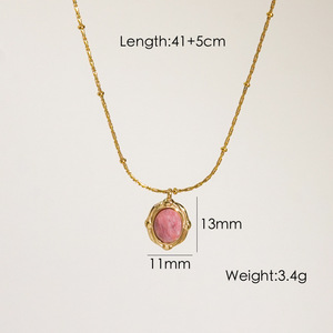 สร้อยคอจี้หินสีแดงสำหรับผู้หญิงทอง18K สแตนเลสรูปทรงผีเสื้อทันสมัยพร้อมห่วงโซ่การตั้งค่าการเชื่อมโยงสำหรับสร้อยคอ - Product Image 2