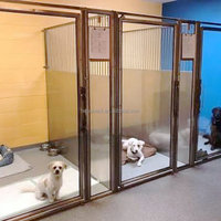 Hondenkennel van roestvrij staal 304, gehard glas en HDPE panelen, groothandelsprijs