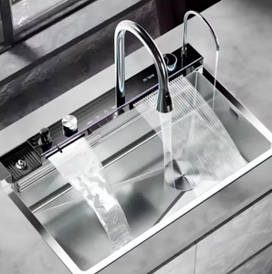 <span class=keywords><strong>Grifo</strong></span> de cascada con pantalla Digital de ranura única grande Nano plateado, fregadero de cocina, dispensador de jabón, arandela de taza, <span class=keywords><strong>grifo</strong></span> puro multifuncional - Product Image 1