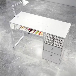 Table à ongles blanche avec tiroirs, ensemble de chaise de bureau multifonctionnel pour salon de manucure, design minimaliste, mobilier de bureau à domicile - Product Image 3