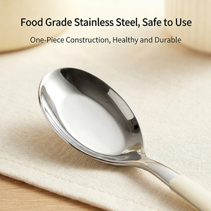 Cuillère <span class=keywords><strong>à</strong></span> dîner en acier inoxydable pour la cuisine domestique, finition miroir, manche crème de luxe, couverts sûrs pour les aliments, approvisionnement en gros - Product Image 3