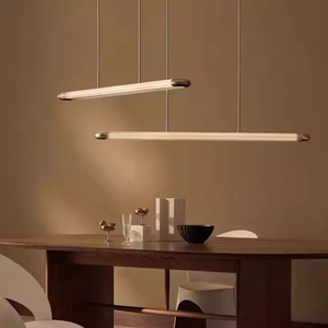 <span class=keywords><strong>Suspension</strong></span> linéaire moderne en <span class=keywords><strong>verre</strong></span> pour îlot de cuisine, bar, hôtel – Luminaire suspendu minimaliste en forme de longue bande - Product Image 3