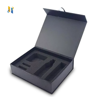 Boîtes cadeaux pliantes magnétiques de luxe personnalisées, emballage noir pour cosmétiques, rouge à lèvres, boîte d'expédition avec insert en mousse EVA