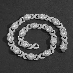 BES moda Hip Hop 15 MM infinito 8 carácter y forma de ojos collar de cadena cubana Iced Out Zircon collar conjunto de joyería fiesta - Product Image 2