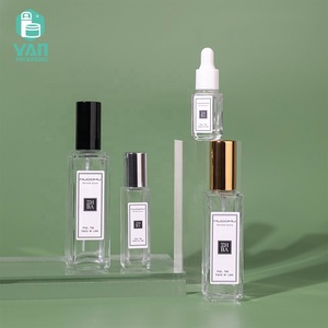 YAN Packaging Cute Long Thin Square 4ml 9ml 30ml Perfume Oil Glass <strong>Bottle</strong> Plastic White <strong>Dropper</strong> Gold Silver Sprayer <strong>Cap</strong> Design - Product Image 2