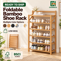Rak Sepatu Lipat Modern dari Bambu, Ramah Lingkungan, Portabel, Hemat Ruang, Perabot Ruang Tamu untuk Pintu Masuk dan Ruang Tamu