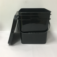 Seau carré noir en plastique de 5 gallons, 20L, 30L