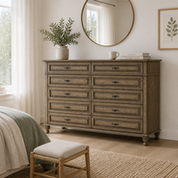 Meuble d'appoint décoratif moderne en bois massif fait main, commode à 10 tiroirs pour chambre principale de villa de luxe