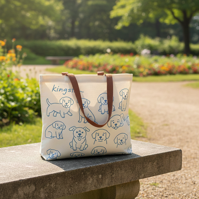 Wholesale Recycled Cotton Eco-friendly Long Rope Custom Pattern Handle Canvas Shopping Tote Bag for All Seasons Daily Use