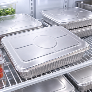 Couvercle jetable en aluminium de qualité alimentaire pour conteneur en aluminium, bac vapeur complet, restauration, buffet, emballage alimentaire à emporter - Product Image 1