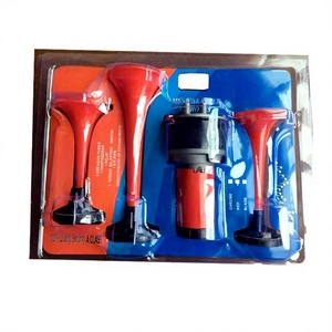 แตรลมสามท่อ 12V สีแดง สำหรับแตรรถยนต์ แตรอเนกประสงค์ เสียงสูง หลายเสียง ลำโพงเตือน - Product Image 5