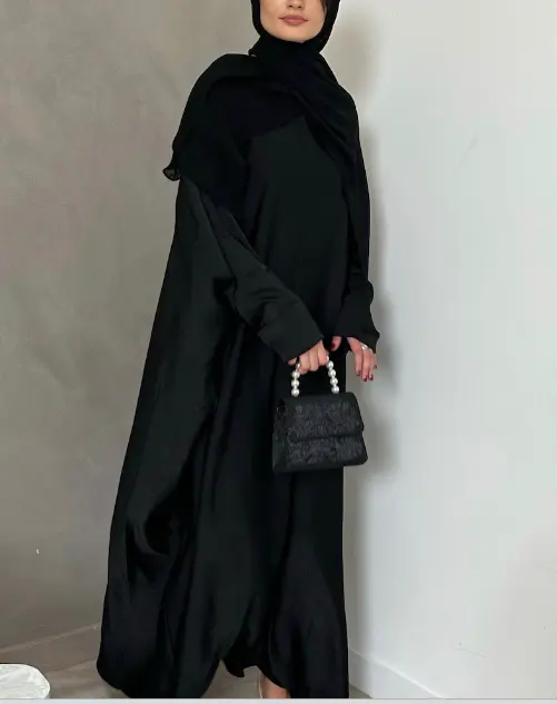2024 gaun panjang Muslim Jilbab wanita Hijab gaun panjang Muslim Muslim pakaian Islami dengan saku Populer