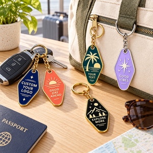 Porte-clés de motel personnalisés en émail dur, porte-clés d'hôtel en métal personnalisés avec anneau fendu OEM ODM - Product Image 2