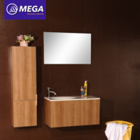 Ensemble d'évier commercial moderne à lavabo simple mural armoire à toilette en PVC bon marché miroir pour cuisine appartement en MDF carcasse