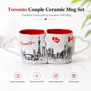 Juego personalizado de medias tazas de Londres con manijas de corazón de amor Juego de tazas de café de regalo Recuerdos De La Ciudad Juego de cerámica de 2 tazas - Product Image 1