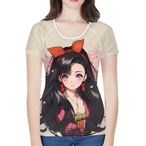 T-<span class=keywords><strong>shirt</strong></span> classique imprimé beau motif de fille d'anime T-<span class=keywords><strong>shirt</strong></span> à <span class=keywords><strong>col</strong></span> <span class=keywords><strong>rond</strong></span> pour femmes avec manches raglan T-<span class=keywords><strong>shirt</strong></span> personnalisé - Product Image 1