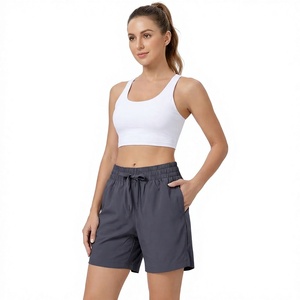 Women's High Waist Drawstring Shorts Pockets Solid Color Casual Knitted Satin 180g Breathable Workout Shorts Bangladesh - Product Image 6