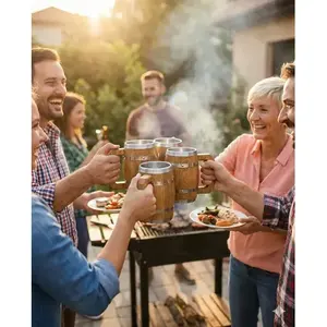 Jarra de Barril de Madera de Roble The Barrel House de 500 ml con Interior de Aluminio Duradero, Estilo Vintage - Product Image 3