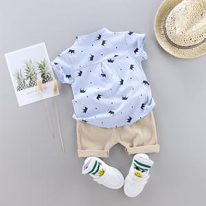 Ensemble de vêtements d'été 2 pièces pour bébé garçon : T-shirt et short à motif couronne, style mignon et tendance, vente en gros - Product Image 6
