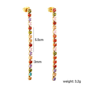 European Style Zircon Tassel Drop <b>Earrings</b> For Women Party Fashion Jewelry Zinc Alloy Chain <b>Earrings</b> With Stainless Steel <b>Posts</b> - Product Image 5