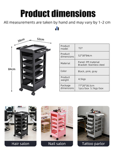 Carrito de Peluquería Multiusos con Ruedas Resistentes al Cabello, Carrito de Peluquería de Plástico para Estilistas y Barberos - Product Image 2