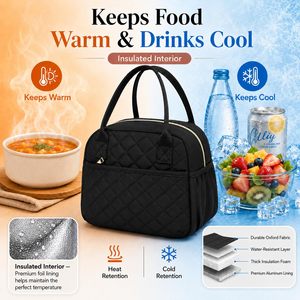 Borsa Termica Pieghevole da Donna in Poliestere da 9,4L Impermeabile <span class=keywords><strong>con</strong></span> Chiusura a Cerniera per Conservazione Alimenti, Lavoro, Scuola, Viaggi e Picnic - Product Image 5