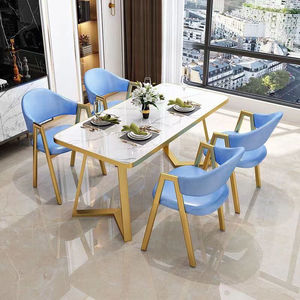 Ensemble Table <span class=keywords><strong>de</strong></span> <span class=keywords><strong>Salle</strong></span> à <span class=keywords><strong>Manger</strong></span> et Chaises Économique et Avantageux, <span class=keywords><strong>4</strong></span> Chaises en Cuir pour Visiteur/Hôtel avec Pieds en Métal - Product Image 2
