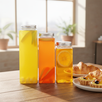 Bouteilles en plastique carrées personnalisées avec logo, 10oz, 12oz, 16oz, vides, avec bouchon à vis en aluminium, pour café, soda, boissons