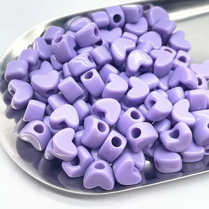 30 pz/sacchetto Perline in resina plastica a forma di cuore placcate UV, <span class=keywords><strong>con</strong></span> foro grande per gioielli fai da te - Product Image 6