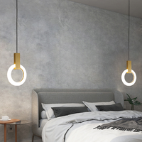 Lampes suspendues LED nordiques modernes Plafonniers pendants en anneau en acrylique pour salon et chambre à coucher Éclairage de lustre d'escalier de taille moyenne