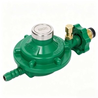 Régulateur de pression GPL commercial avec manomètre et coupure de surcharge, débit max. 2,0 m³/h, raccord rapide à barbette 1/2 pouce, compatible OEM