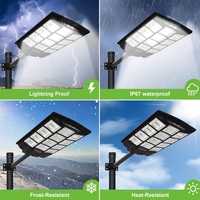 Lampadaires LED décoratifs de jardin tout-en-un, étanches IP67, alimentés par batterie, 500W, 1000W, 1500W, pour l'éclairage routier extérieur