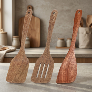 Ensemble de spatules en bois 3 pièces, spatule ajourée, résistantes à la chaleur, ustensiles de cuisine, sans danger pour les aliments, lavage à la main uniquement - Product Image 3