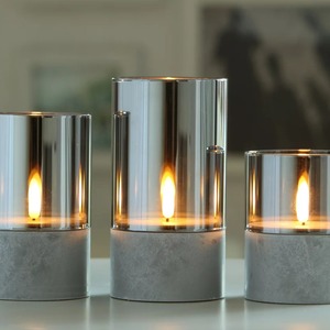 <span class=keywords><strong>Bougie</strong></span> sans <span class=keywords><strong>flamme</strong></span> en ciment <span class=keywords><strong>LED</strong></span> avec <span class=keywords><strong>flamme</strong></span> 3D et télécommande, bougies pilier à piles pour Halloween, décoration de la maison et des fêtes - Product Image 2